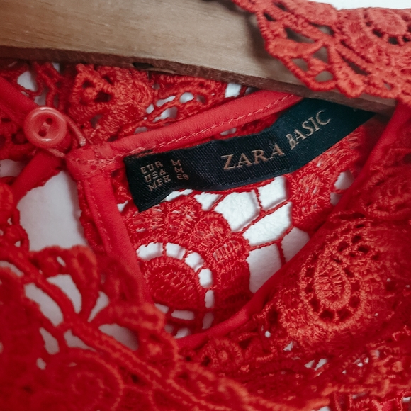 Zara crochet mini dress red size medium - Picture 2 of 4